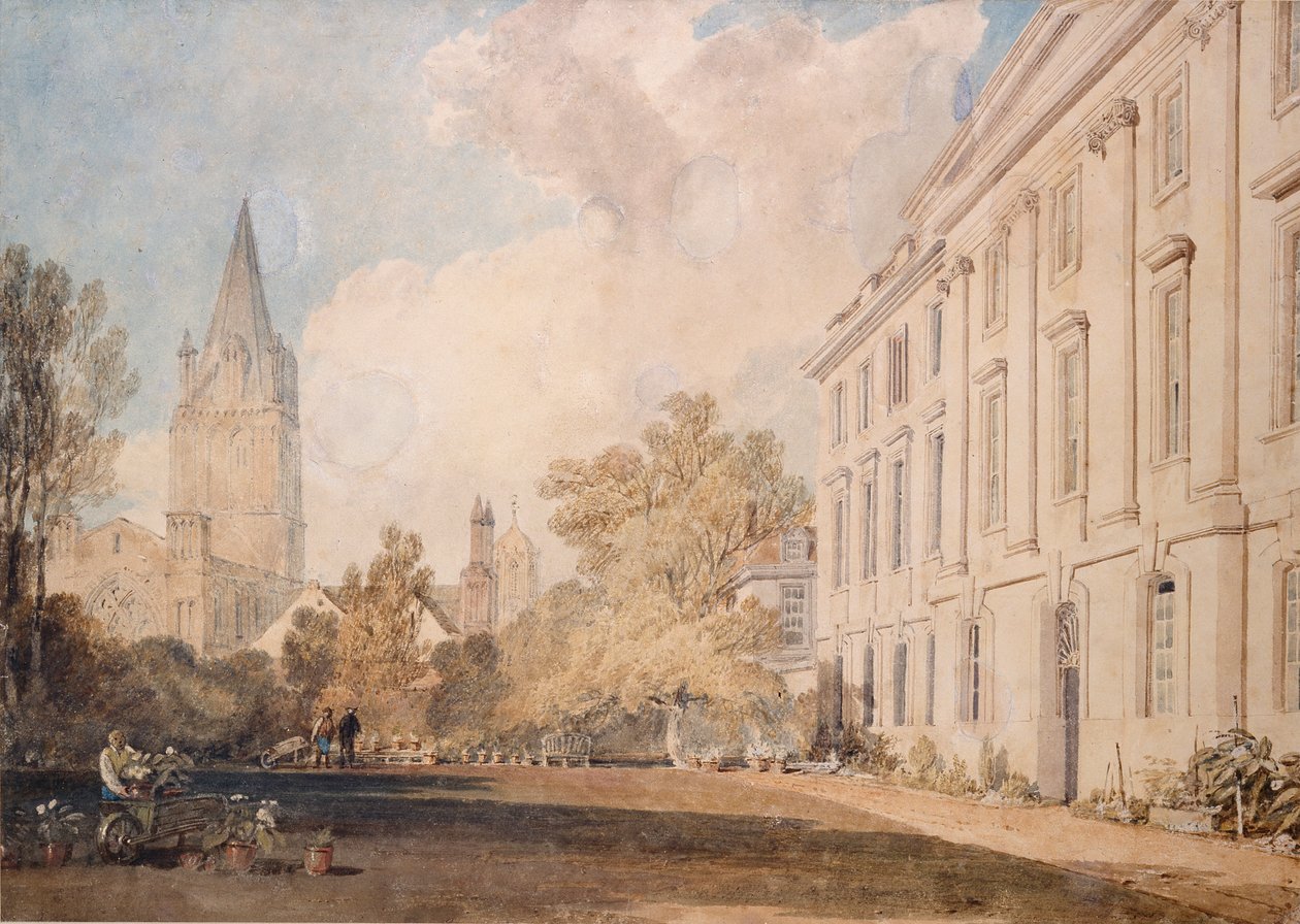 Uitzicht op de kathedraal van Christ Church en een deel van Corpus Christi College, 1803-1804 door Joseph Mallord William Turner
