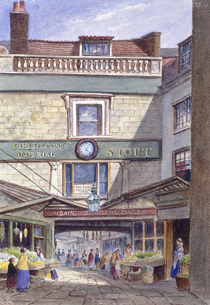 Swan Inn, Leadenhall Market, Londen, c1870 door JT Wilson
