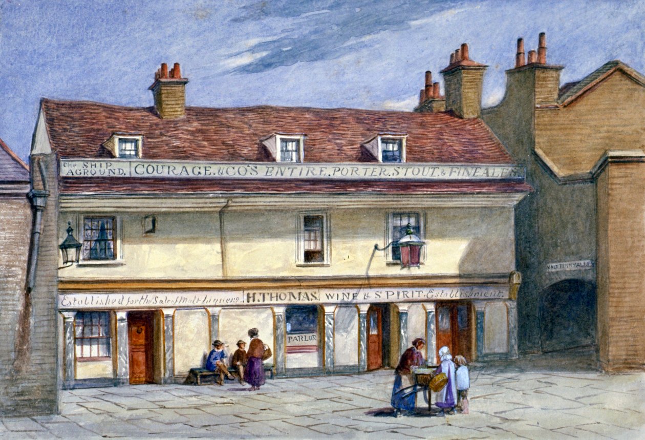 Het Schip Aground café, Wolseley Street, Bermondsey, Londen, ca. 1875 door JT Wilson