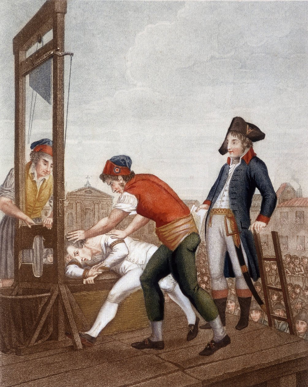 Maximilien Marie Isidore de Robespierre bij de guillotine door J. (after) Beys