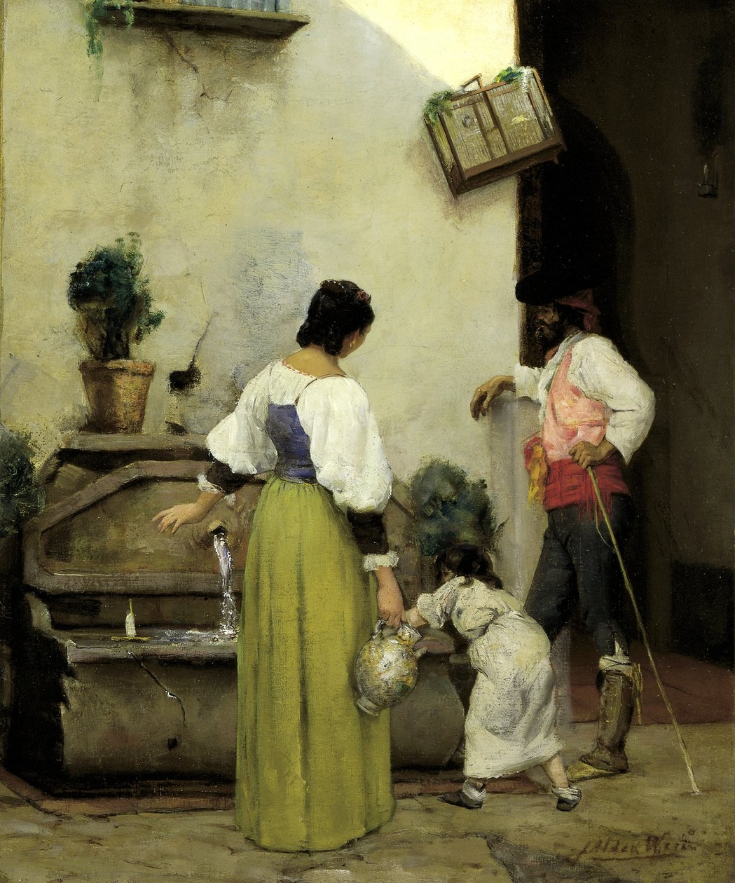 Bij de drinkbak door J. Alden Weir