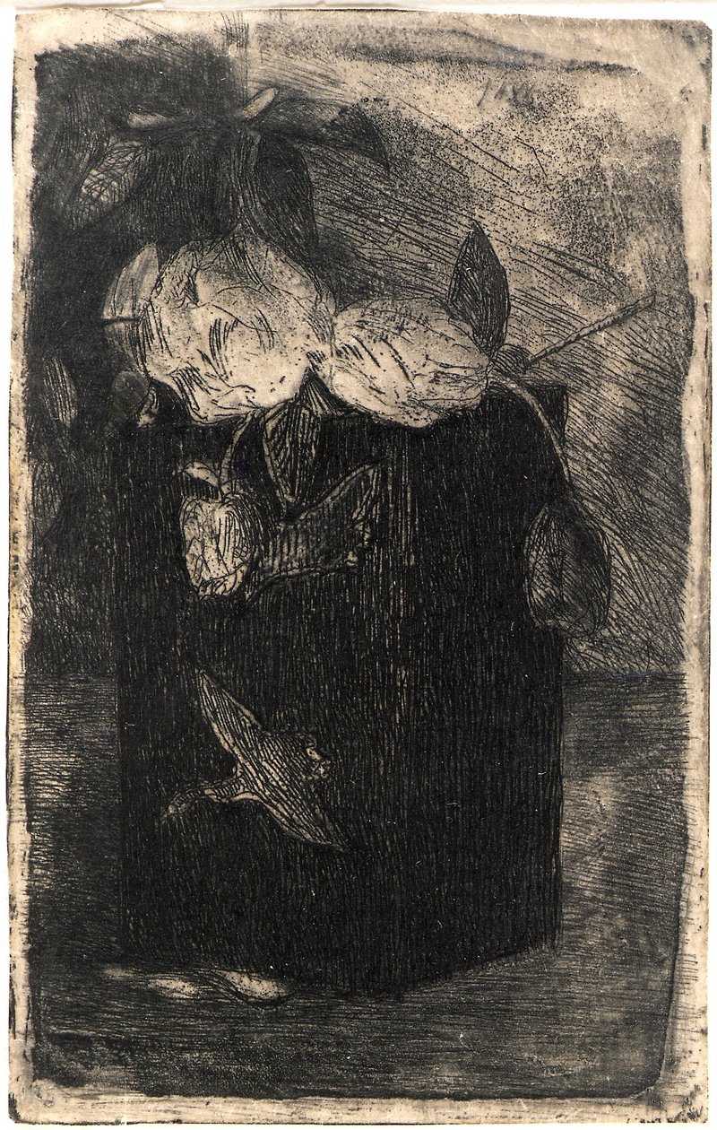 Bloemen in een Japanse pot door J. Alden Weir