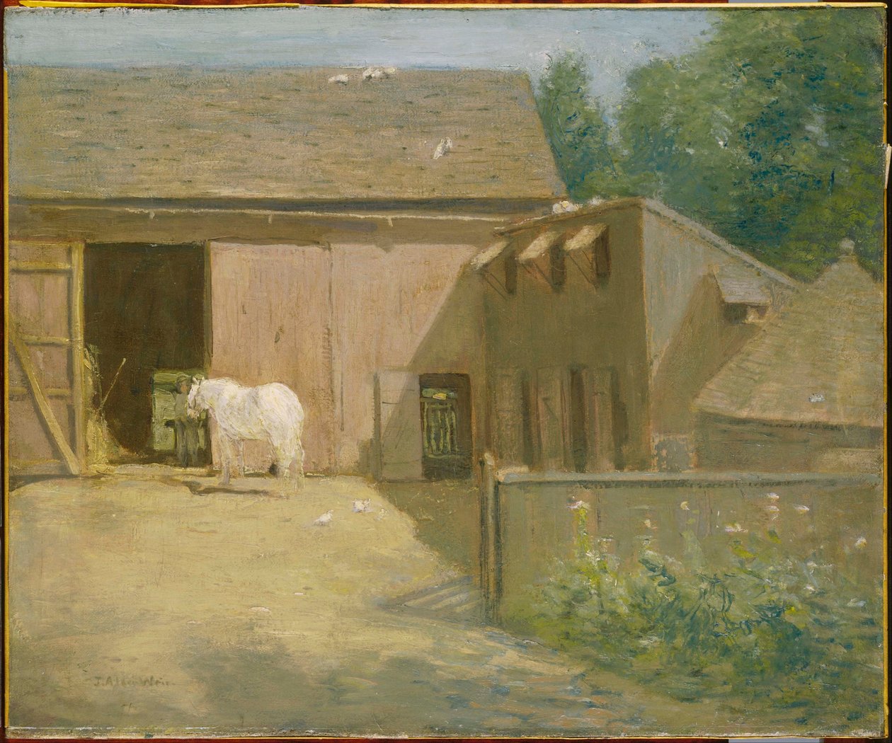 Boerenerf in New England door J. Alden Weir