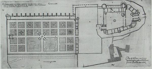 Plan van de omheinde tuinen en Chateau de Gaillon, uit 