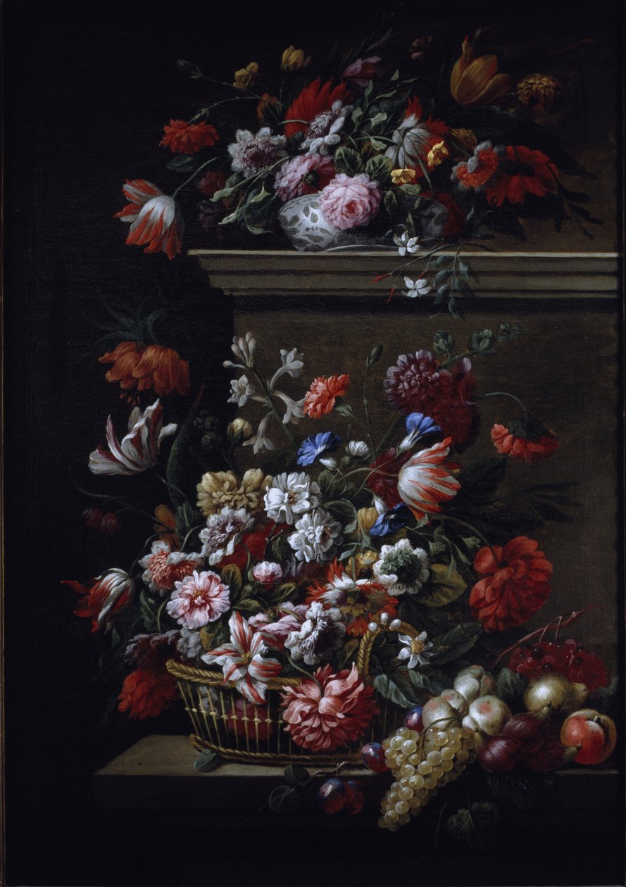 Stilleven van bloemen door J B and Bogdany Jakob Monnoyer