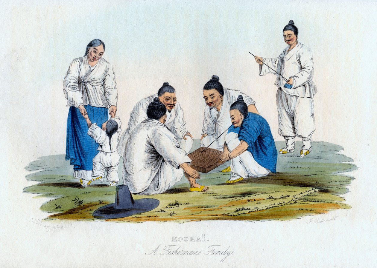 Koorai, een vissersfamilie, 1848 door J. Bull