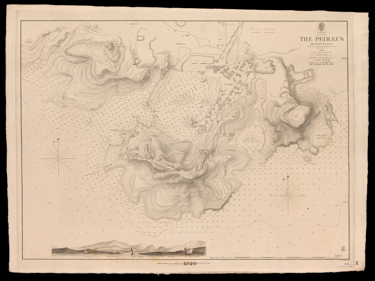 Griekenland, de Peiraeus of Port Drako onderzocht door Commandant Thomas Graves, H.M.S. Beacon 1840 door J. & C. Walker