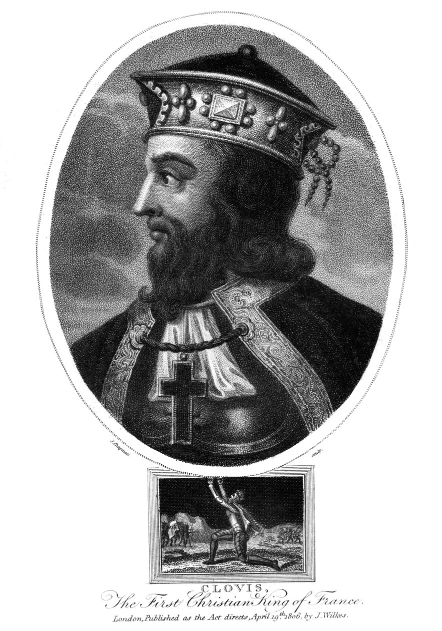 Clovis, de eerste christelijke koning van de Franken, 1806 door J. Chapman