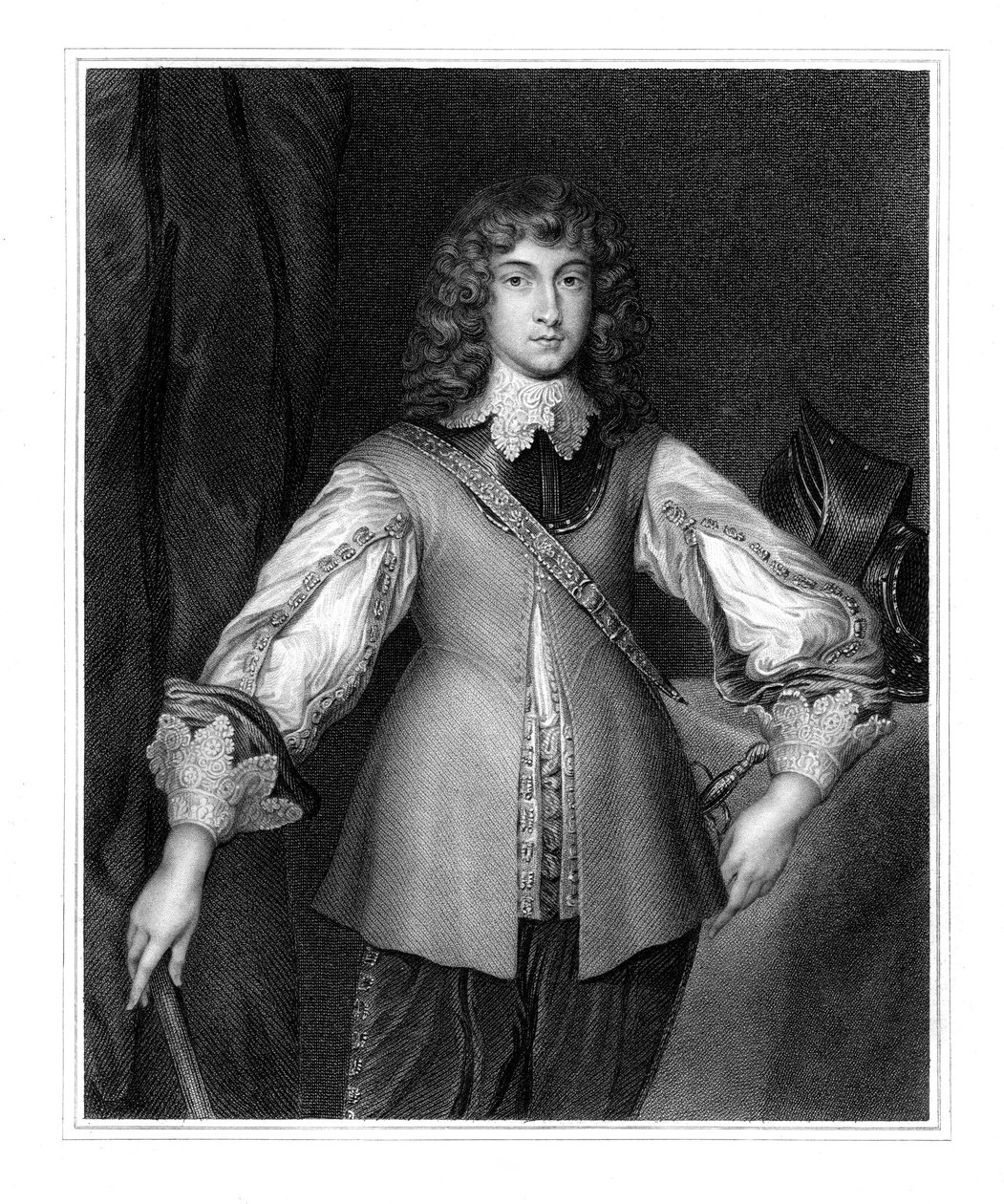 Prins Rupert, royalistische cavaleriecommandant van de Engelse Burgeroorlog, 19e eeuw. door J. Cochran