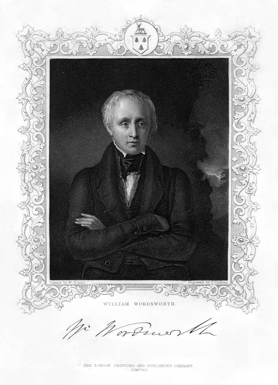 William Wordsworth, Engelse romantische dichter, 19e eeuw door J. Cochran