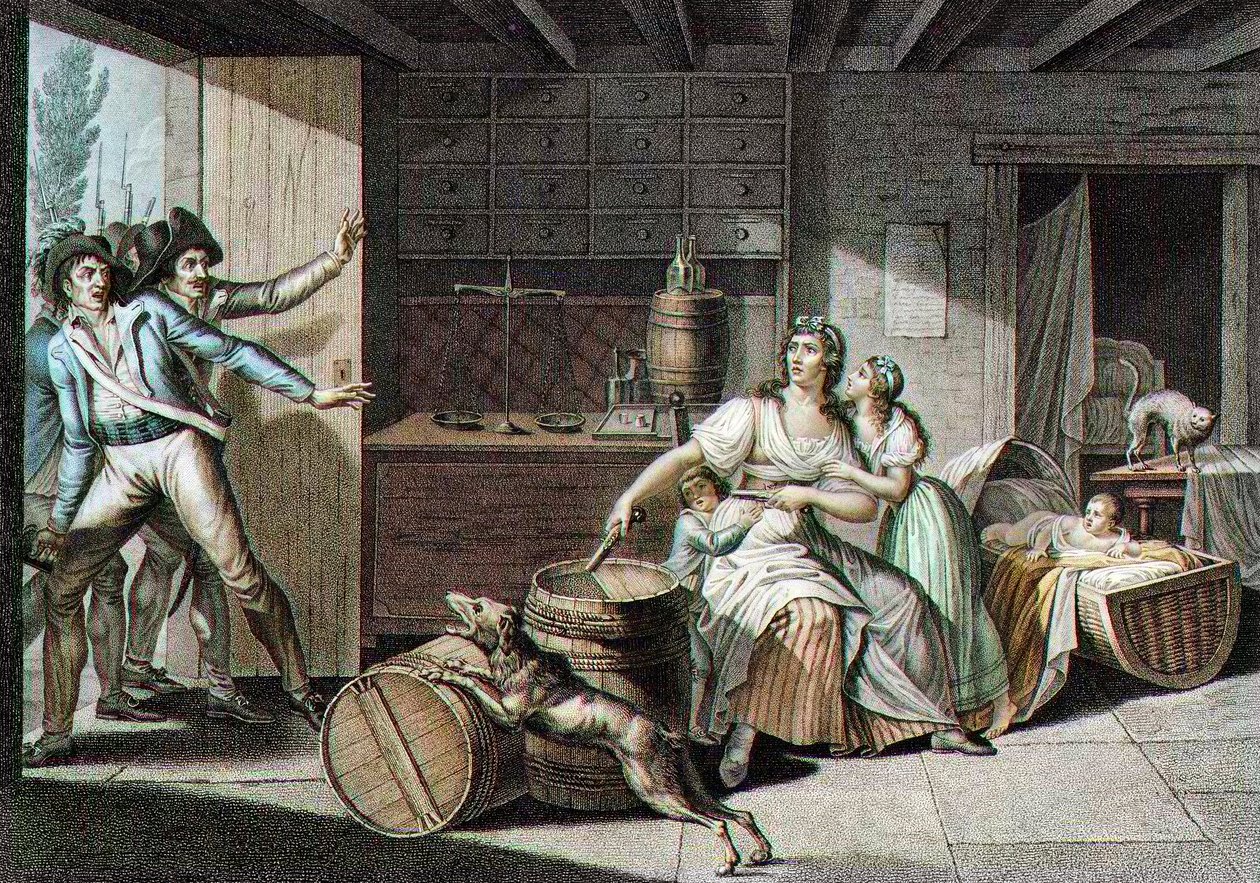 Episode van de Vendée-oorlog: een jonge vrouw uit door J. F. (after) Cazenave