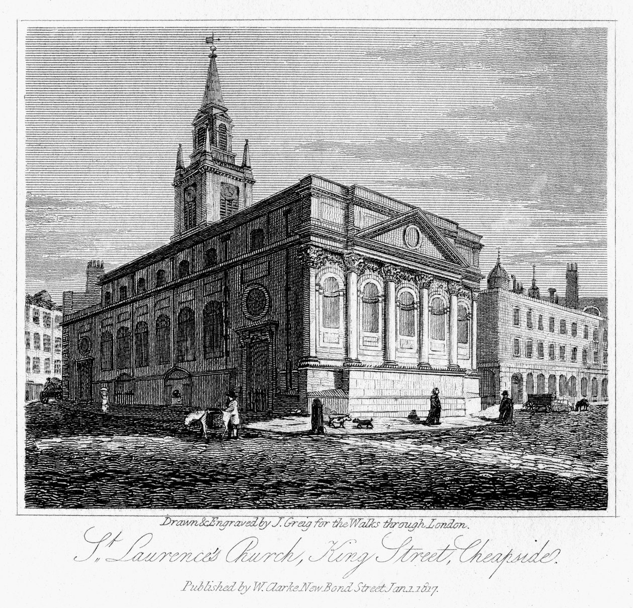St Laurences kerk, King Street, Cheapside, City of London door J. Greig