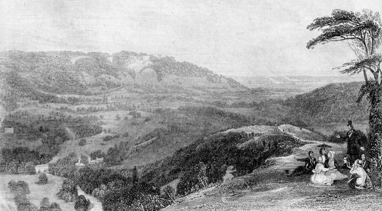 Uitzicht vanaf Box Hill, richting Norbury, Surrey, 19e eeuw door J. H. Kernot