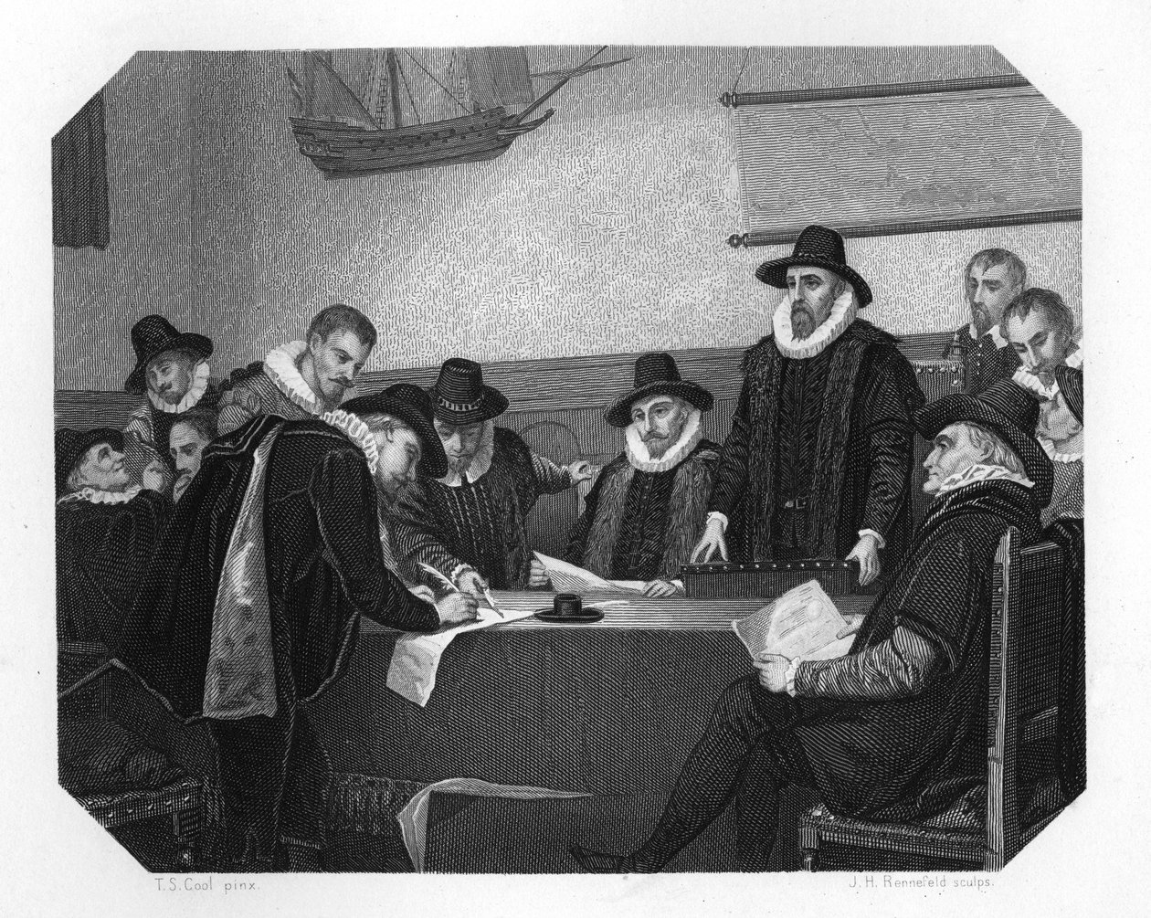 Oprichting van de Verenigde Oost-Indische Compagnie, 1602, ca. 1870 door J. H. Rennefeld