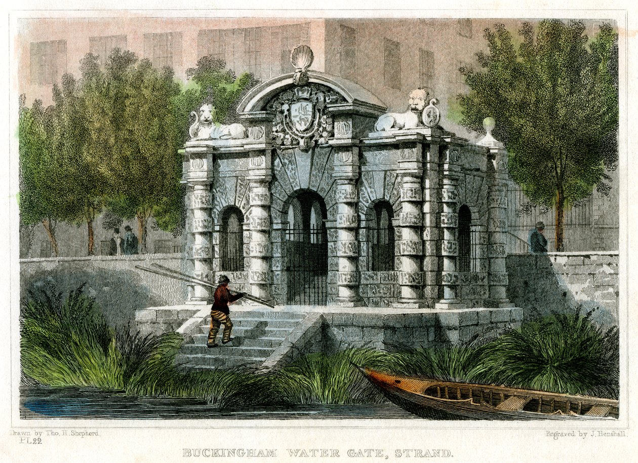 Buckingham Water Gate, Strand, Westminster, Londen, 1830 door J Henshall