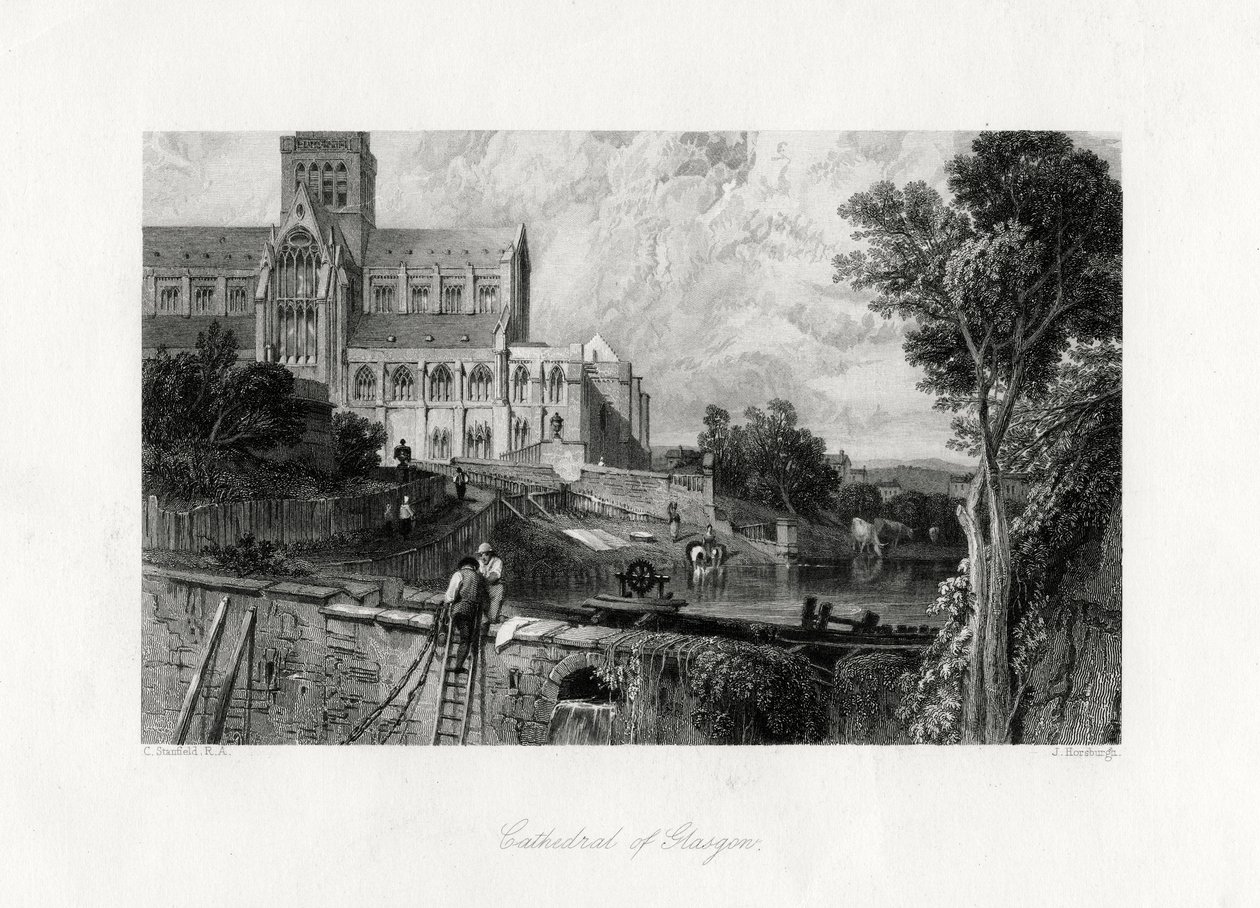 Kathedraal van Glasgow, Schotland, 19e eeuw door J. Horsburgh