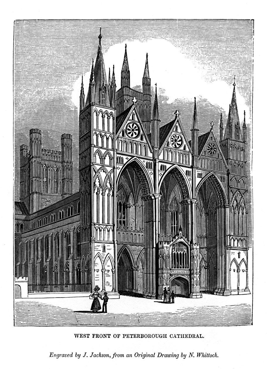 Westelijke gevel van de kathedraal van Peterborough, 1843 door J. Jackson