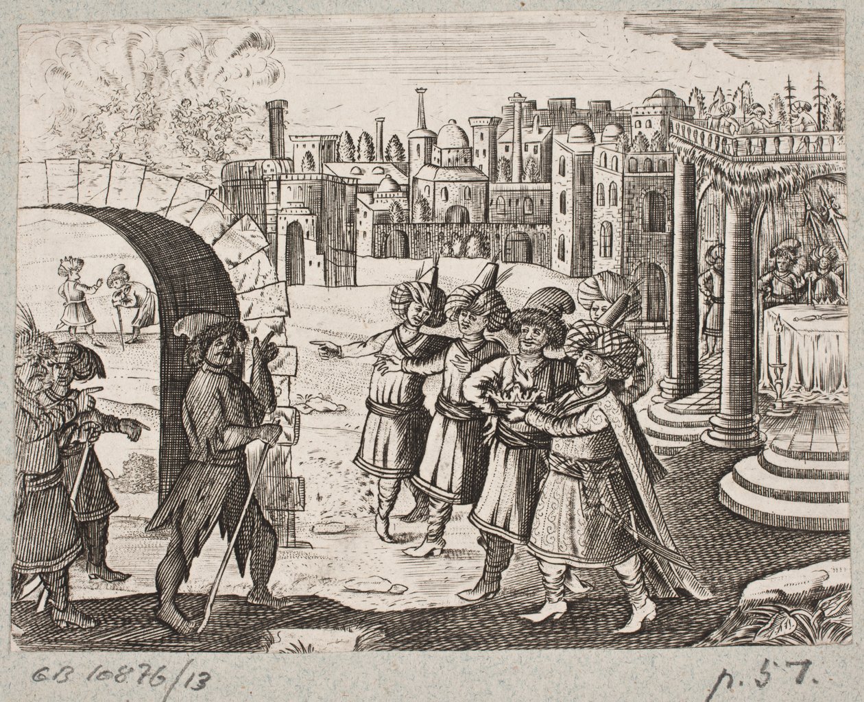 Illustratie voor Adam Olearius, “Persianischer Rosenthal von einem Sinnreichen Poeten Schich Saadi [...]”, Schleswig 1660 door J. Muller