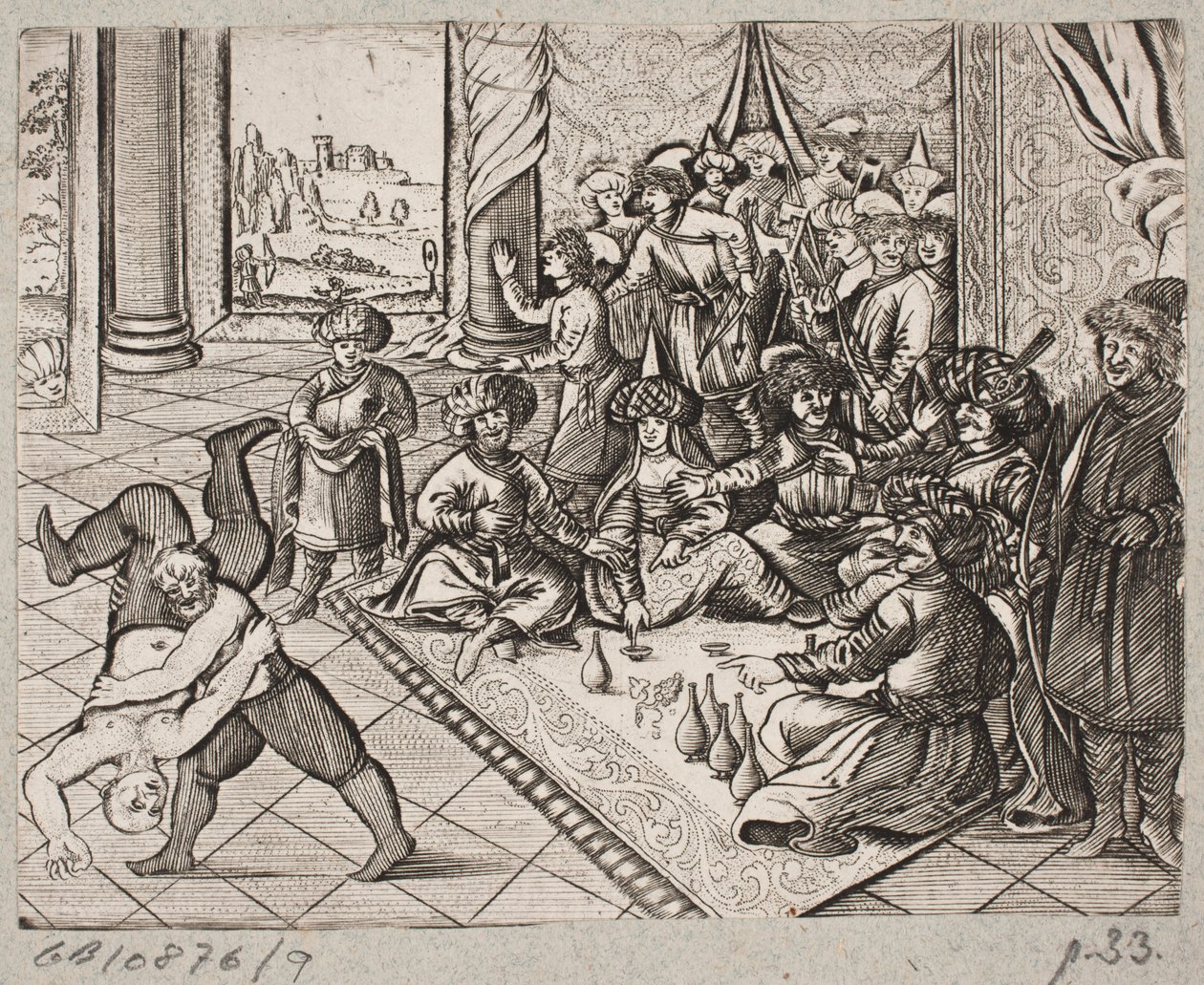 Illustratie voor Adam Olearius, "Persianischer Rosenthal von einem Sinnreichen Poeten Schich Saadi [...]", Schleswig 1660 door J. Muller