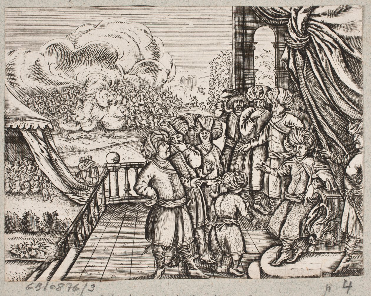 Illustratie bij Adam Olearius, "Persianischer Rosenthal von einem Sinnreichen Poeten Schich Saadi", Schleswig 1660 door J. Muller