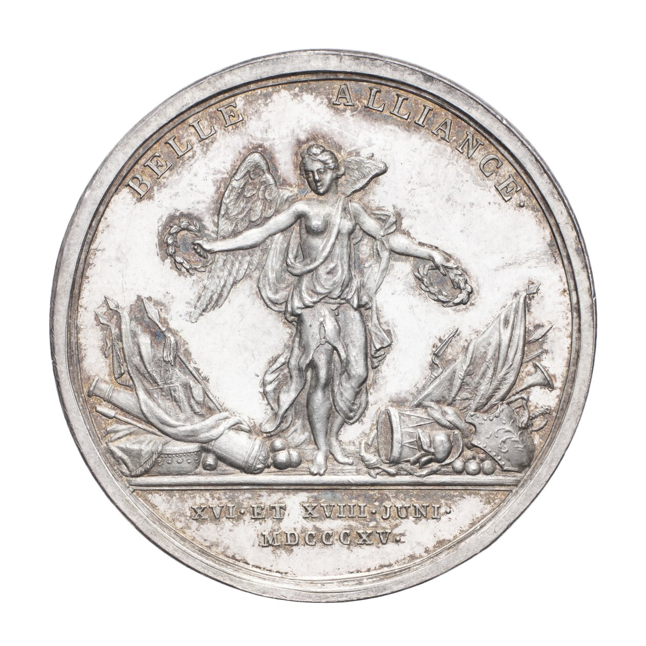 Medaille ter herdenking van de hertog van Wellington en veldmaarschalk von Blücher 1815, ca. 1815 (zilver) door J. N. Lang