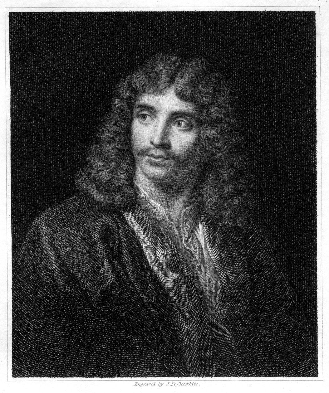 Molière, Franse toneelschrijver, regisseur en acteur, 1833 door J. Posselwhite
