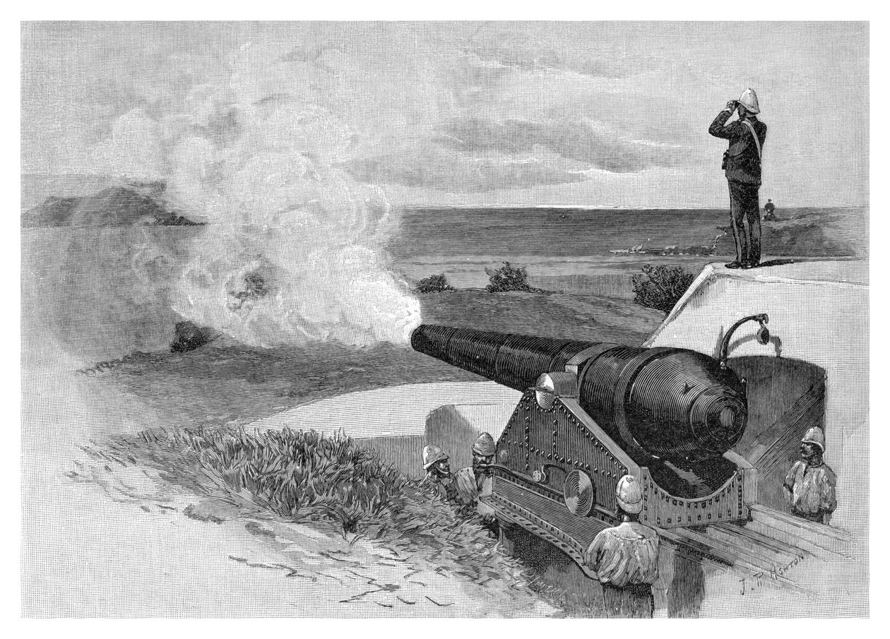 25 ton kanon bij Middle Head, Sydney, New South Wales, Australië, 1886 door J. R. Ashton
