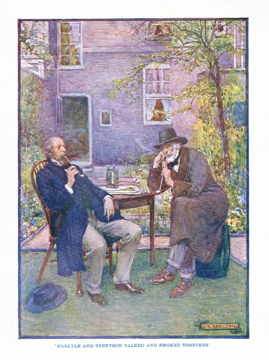 Carlyle en Tennyson praatten en rookten samen, uit Engelse Literatuur uitgegeven door T C & EC Jack, ca. 1920 door J. R. Skelton