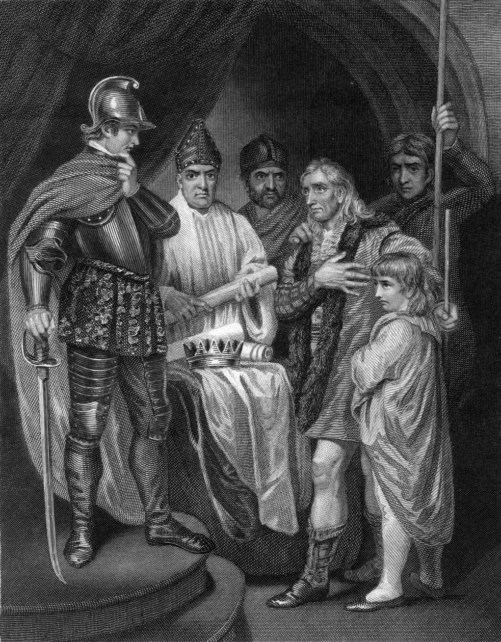 Balliol geeft zijn kroon over aan Edward I van Engeland, 1296 door J. Rogers