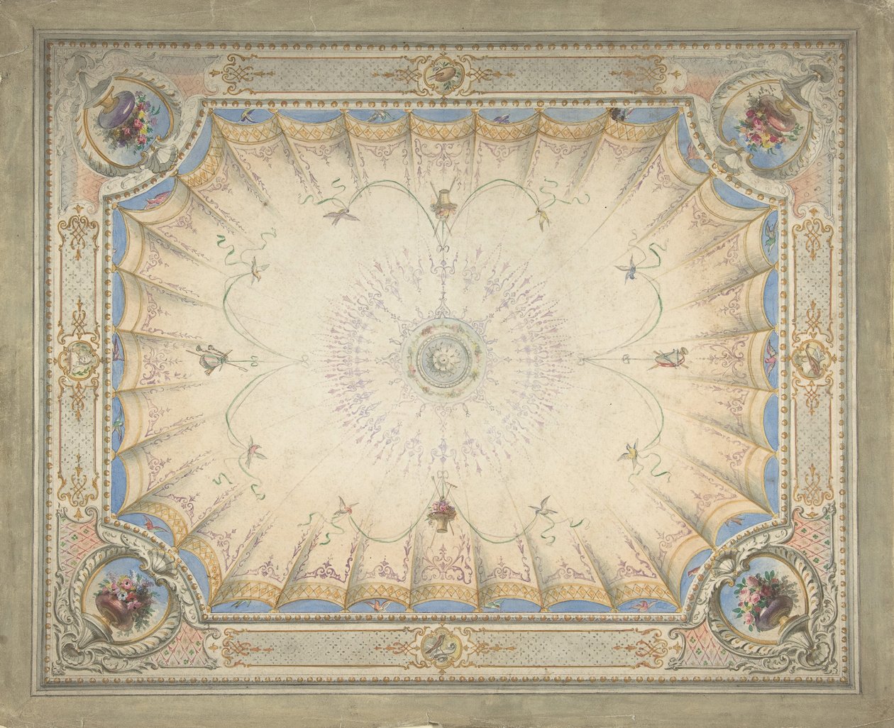 Plafondontwerp voor de boudoir, Ardgowan, ca. 1868 door J. S. Pearse.