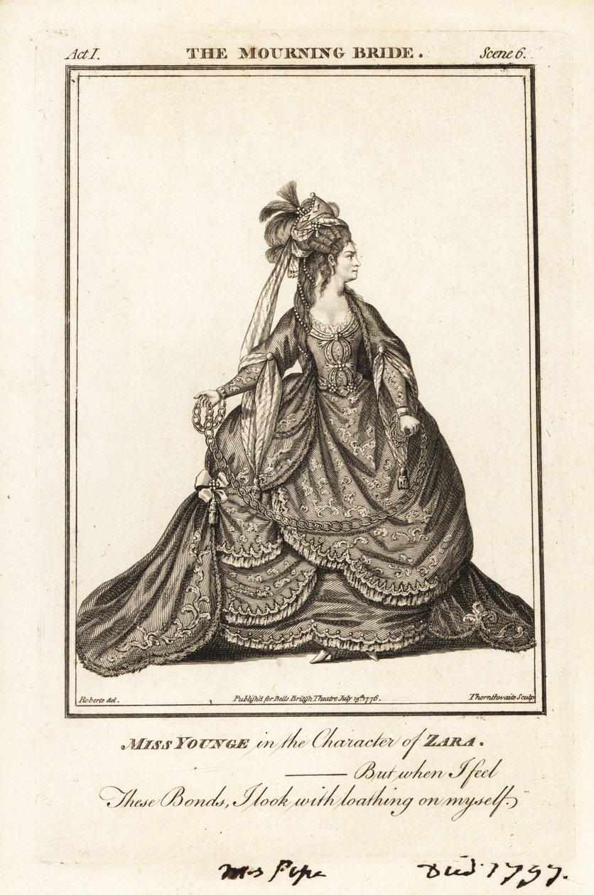 Miss Elizabeth Younge in de rol van Zara in William Congreve