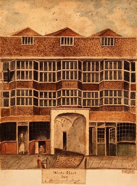 White Hart Inn, Bishopsgate Street, ca. 1810 door J. Williams