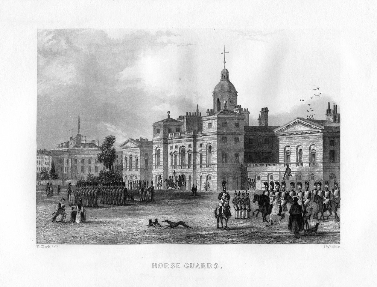 Horse Guards, Londen, 19e eeuw door J. Woods