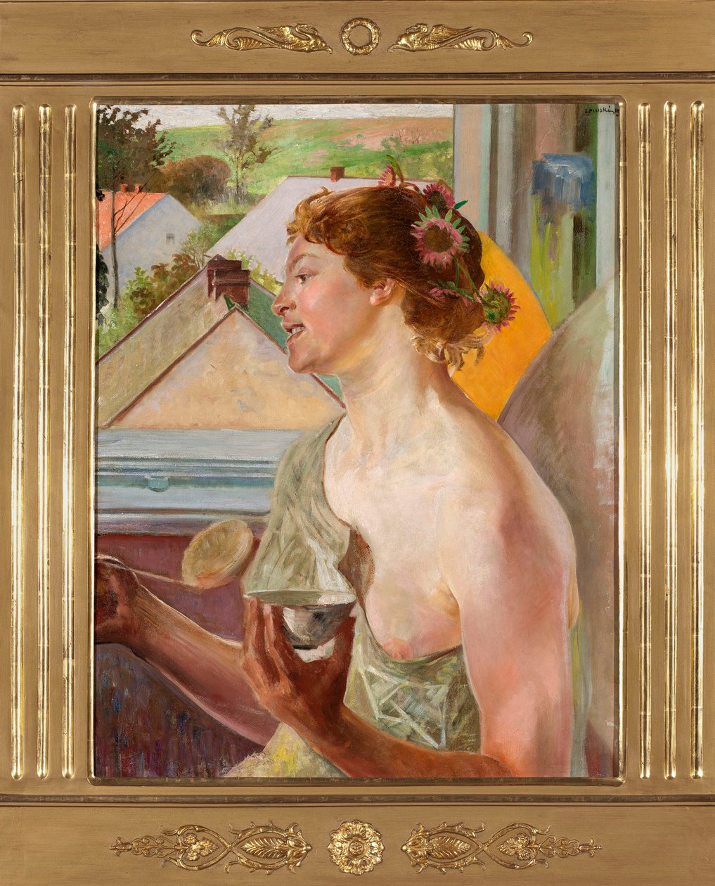 Zeepbellen (Vrouw met een schaal) door Jacek Malczewski