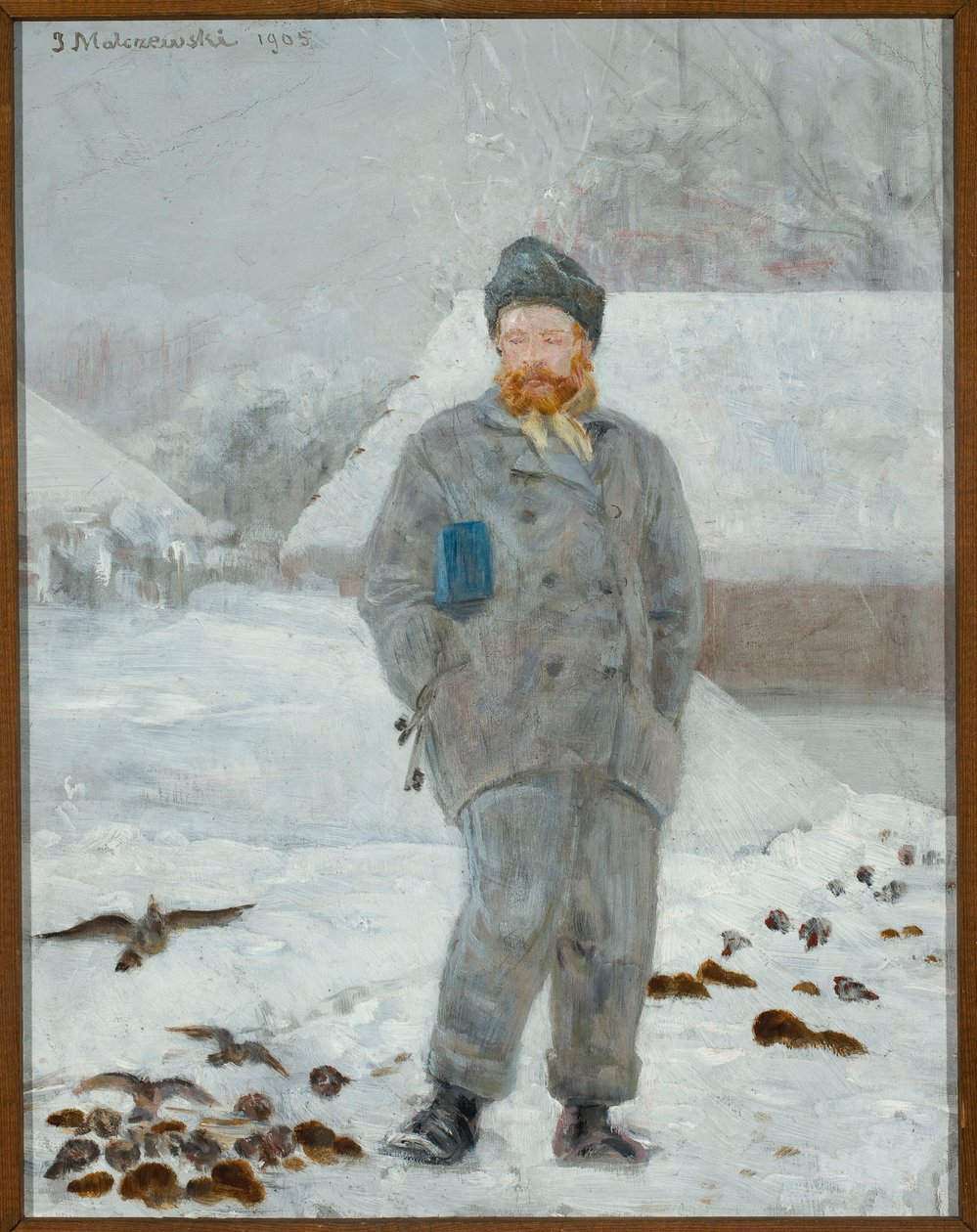 Portret van Adolf Dygasiński met vogels door Jacek Malczewski