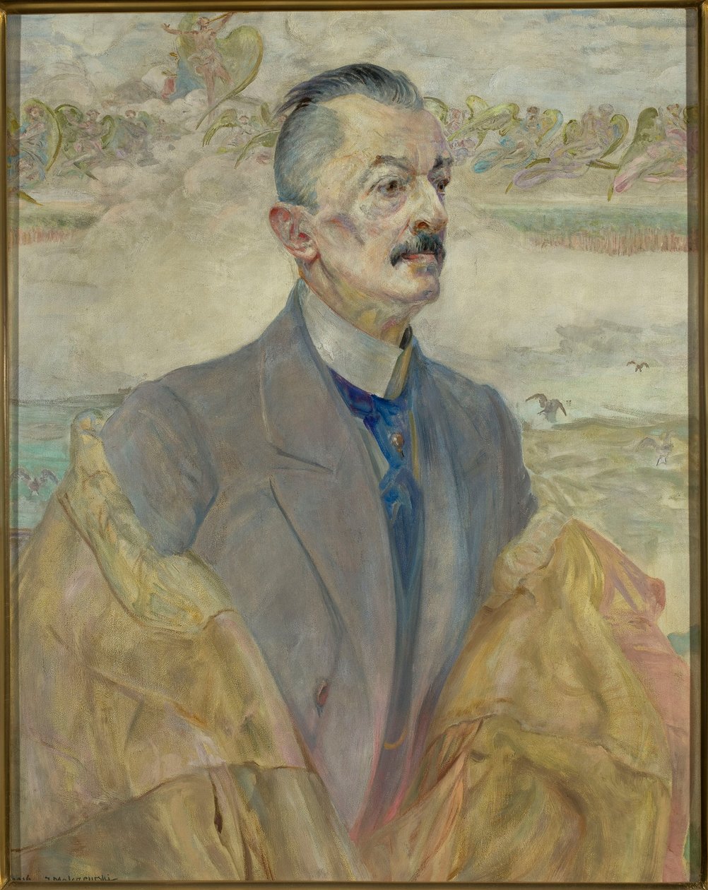 Portret van August Sokołowski, historicus door Jacek Malczewski