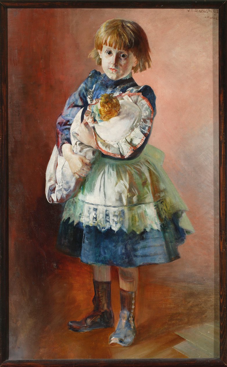 Portret van Julia, de dochter van de kunstenaar, met een pop door Jacek Malczewski