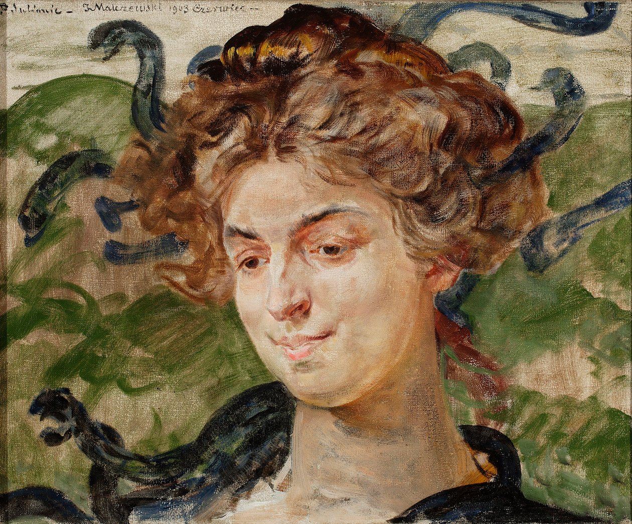 Portret van actrice Helena Sulima als Gorgon door Jacek Malczewski