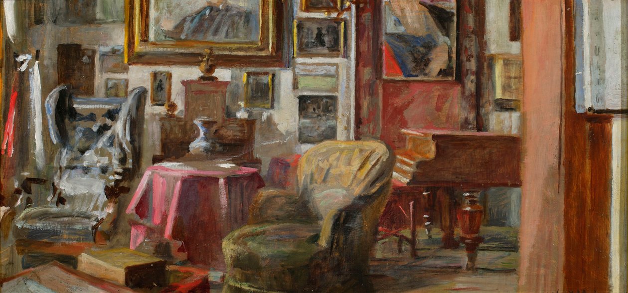 Het interieur van de salon in Lusławice door Jacek Malczewski