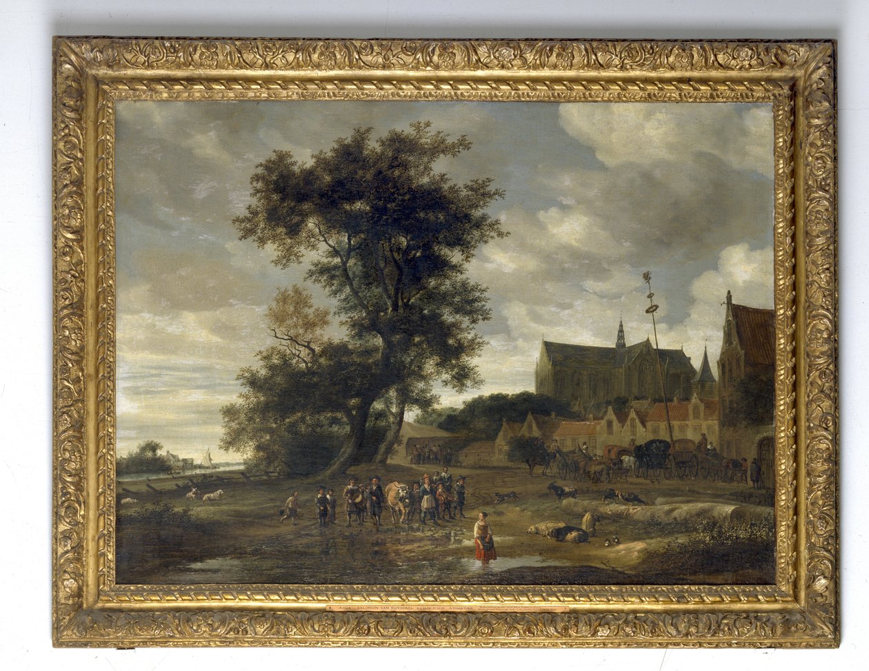 Scène voor een meiboom met de Alkmaar-kerk op de achtergrond, 1669 door Jacob van Ruisdael
