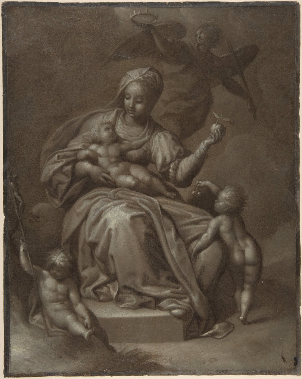 Maagd en Kind, en Sint Jan de Doper door Jacob de Backer