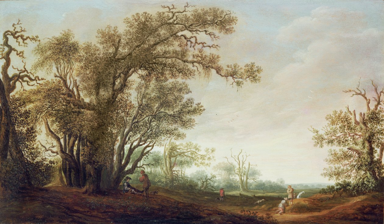 Figuren in een Landschap door Jacob van Mosscher