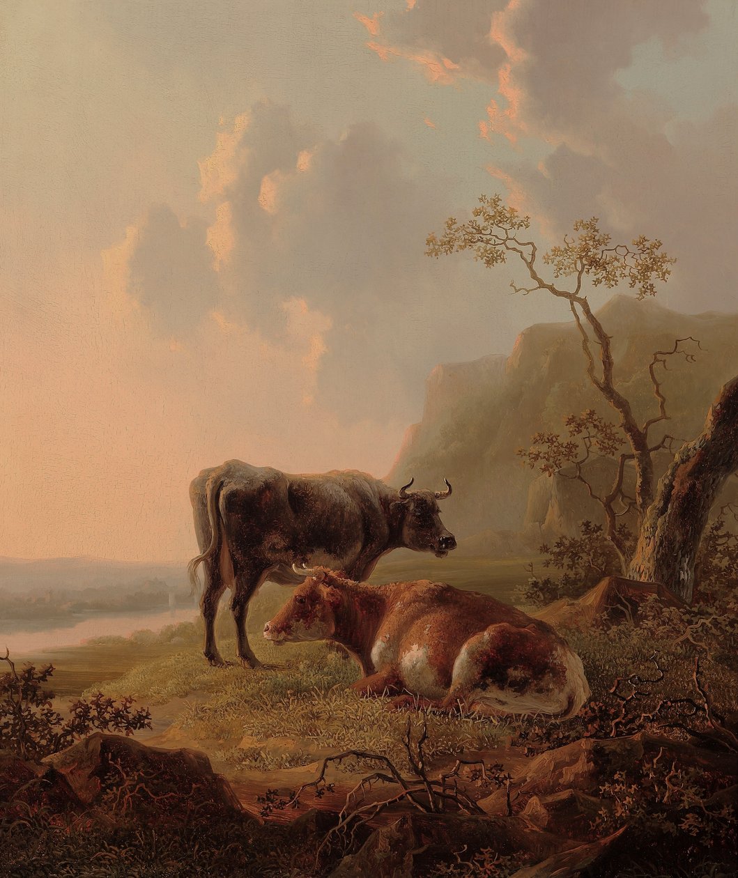 Vee in een Italiaans landschap door Jacob van Strij