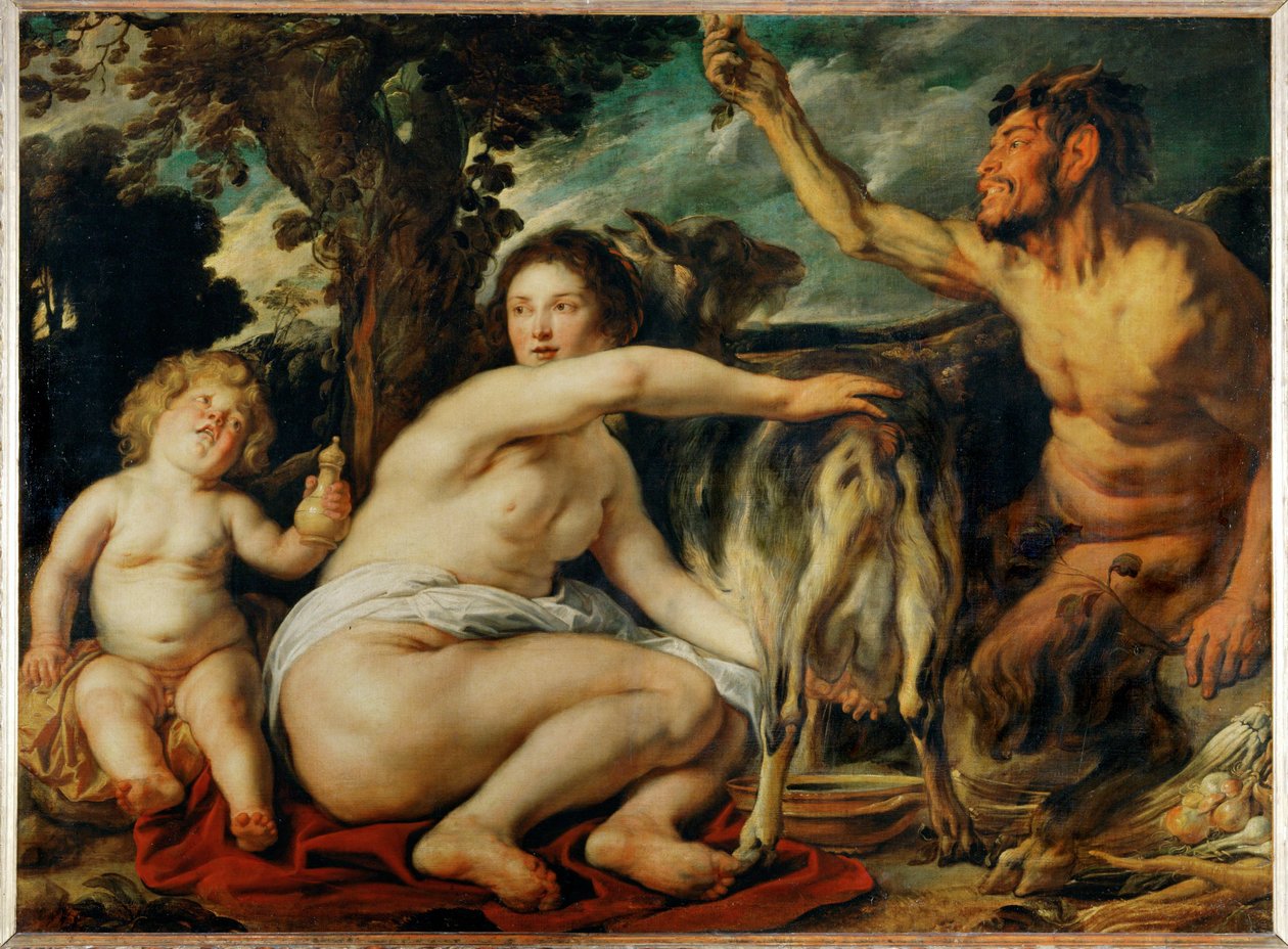 Jupiter enfant nourri par la chevre Amalthee - Het kind Jupiter verpleegd door de geit Amalthea ... door Jacob (studio of) Jordaens
