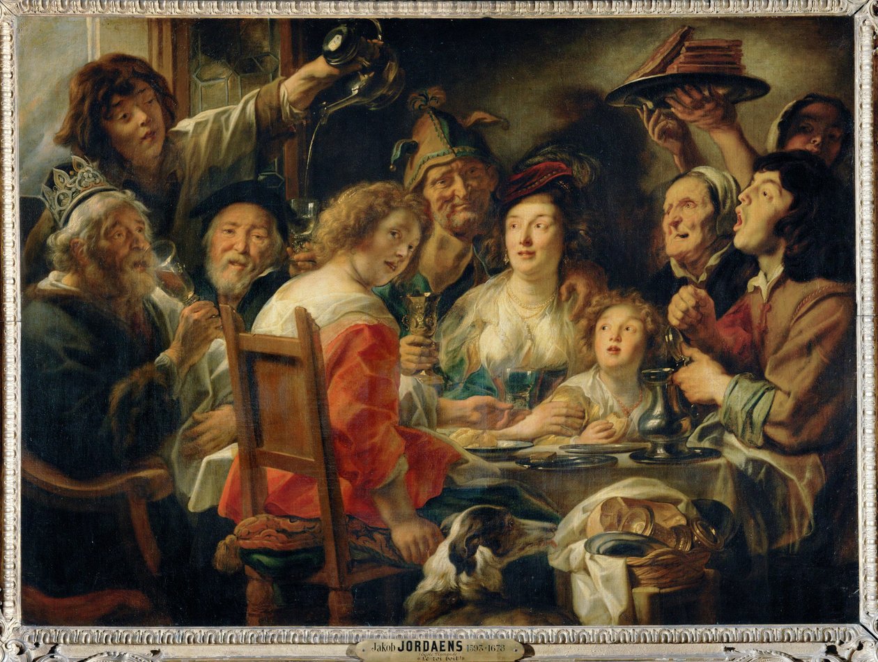 Le roi boit - De bonenkoning, een feest voor Driekoningen ... door Jacob (studio of) Jordaens