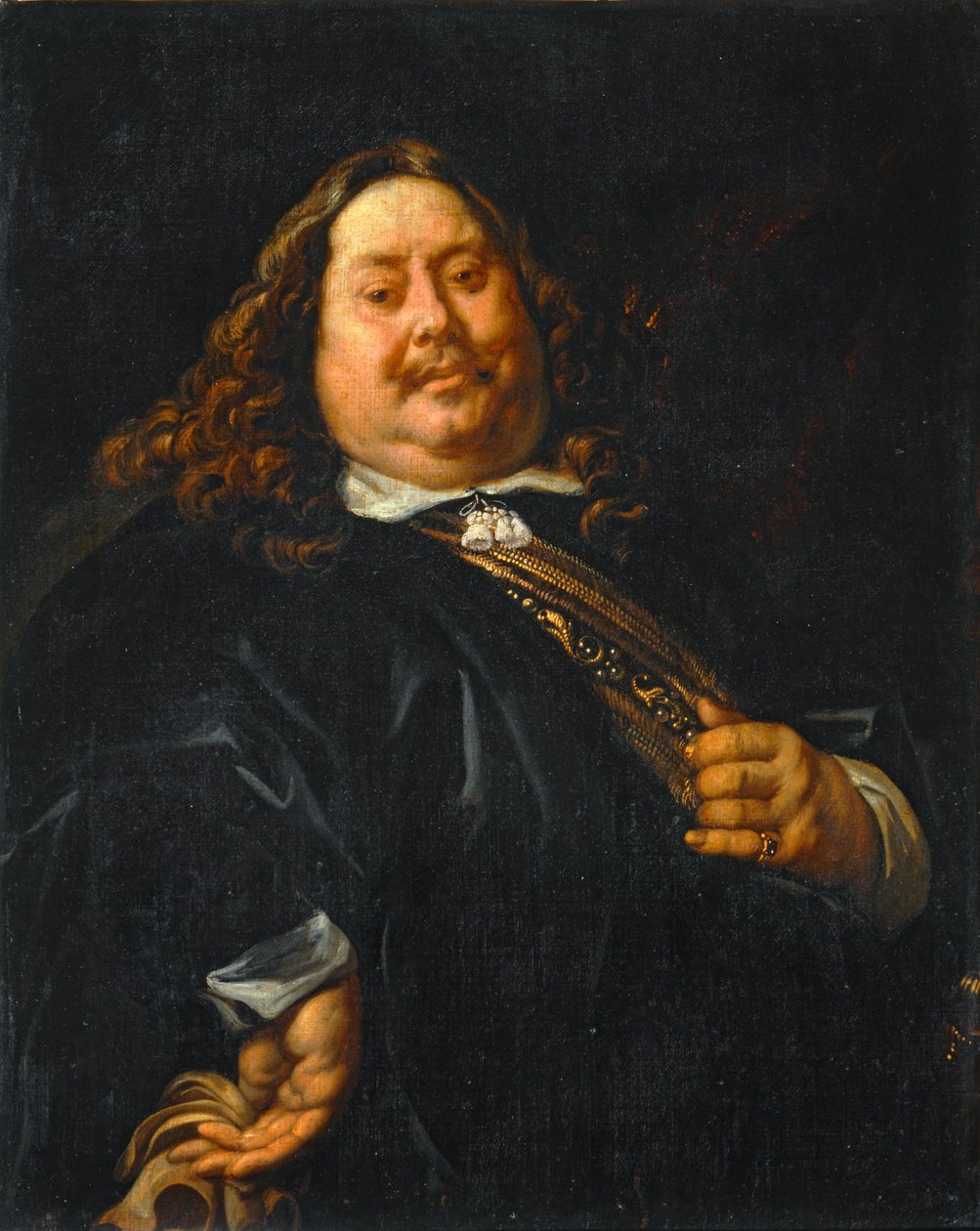 Portret van een zwaarlijvig persoon, voorheen bekend als Portret van admiraal Michel-Adrien Ruyter - Portret van een zwaarlijvig persoon ... door Jacob (studio of) Jordaens