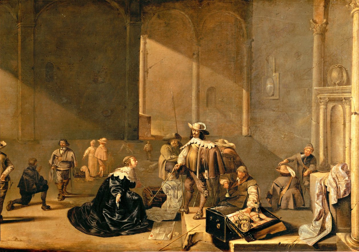 Plundering van een huis door Spaanse troepen (olieverf op hout) door Jacob A. & Willaerts Adam (1577-1664) Duck