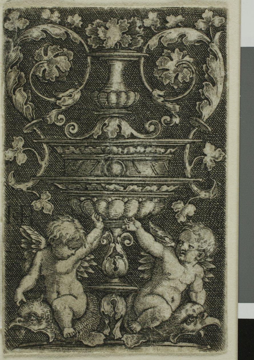 Ornament met Vaas en Twee Genii aan de Voet door Jacob Binck