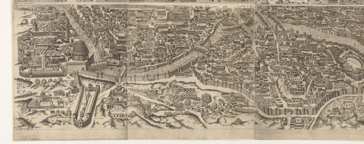 Plattegrond van Rome ten tijde van keizer Augustus (onderste blad) door Jacob Bos