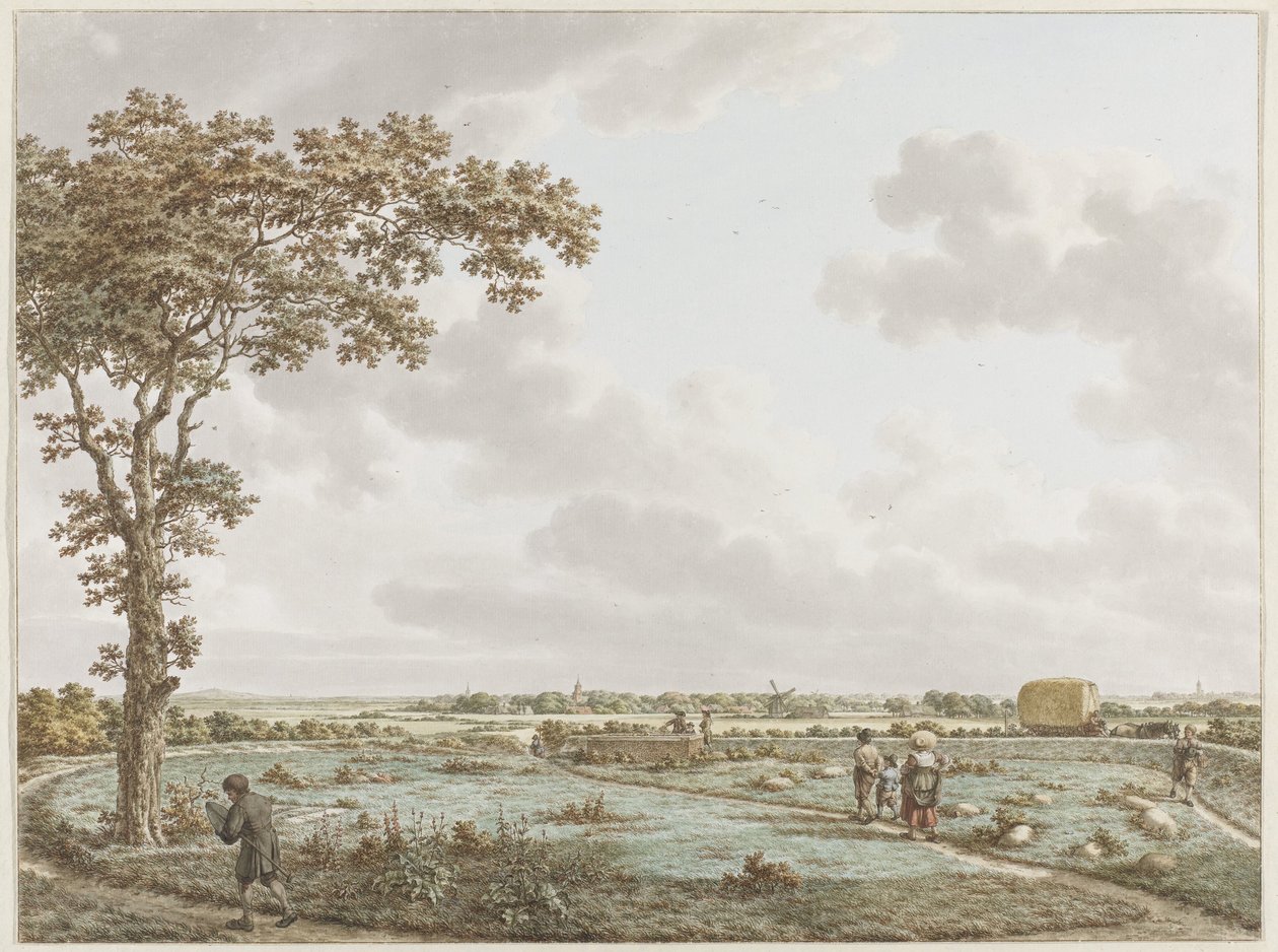 De Tafelberg in het landschap, gezien vanaf het Sint-Janskerkhof bij Laren door Jacob  Cats